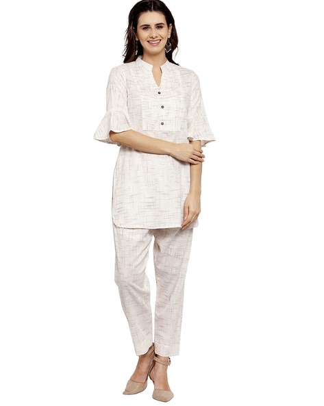 44Inch White Ladies Cotton Kurti Pant Set at Rs 750/set | Ladies Kurti Pant  Set in New Delhi | ID: 2852566413791