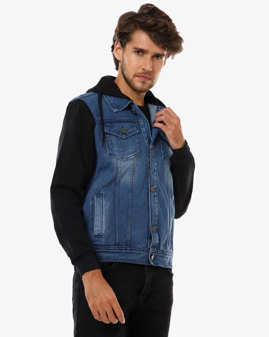 Dark Blue Cropped Denim Jacket
