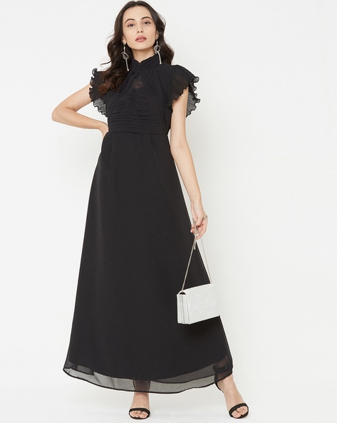 Black Sparkle High Neck Ruched Mini Dress – AX Paris