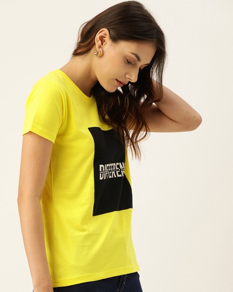 Ideology Womens Heathered Activewear T-Shirt Yellow S