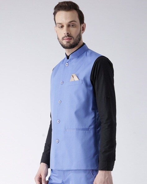 Buy Even Apparels Grey Polyester Men's Nehru Jacket-Contrast Lining-Inbuilt Pocket  Square Online at Best Price | Distacart