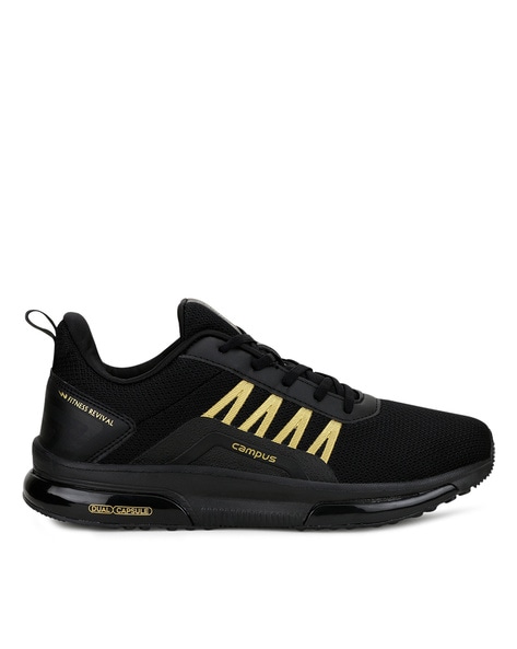 Mens black and gold running shoes hotsell