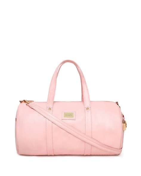 Pink leather shop duffle bag