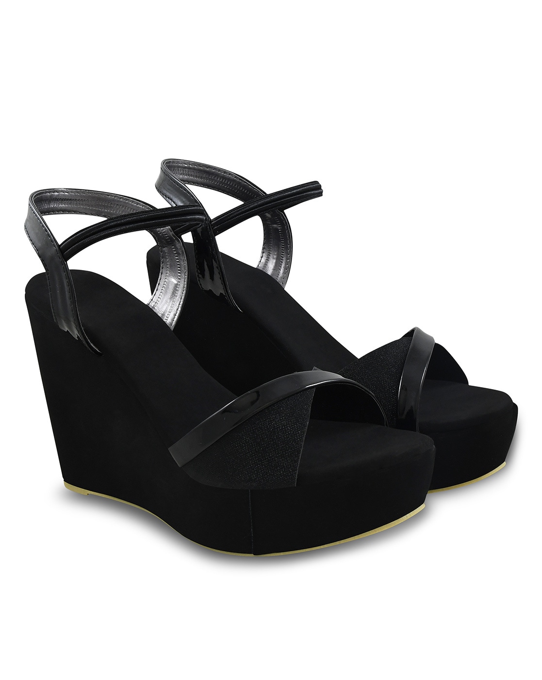 Black Wedge Heels Sandals