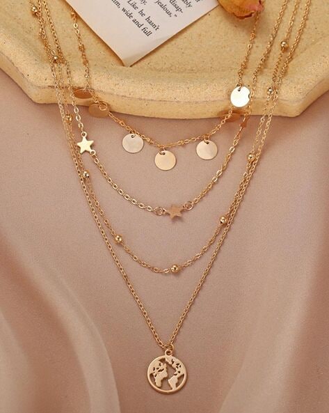 TFC Bling Blossom 3 Layered Gold Plated Necklace