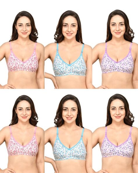 Floral Style Floral Pure Cotton Bra For Girls Women - Multicolor Assorted  Designs Braziers Bras