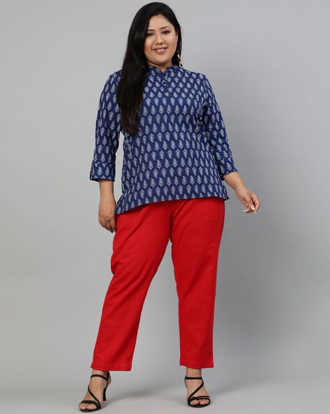 Buy Red Trousers & Pants for Women by Jaipur Kurti Online