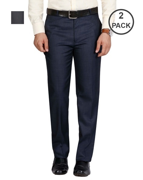 Buy Haul Chic Men Grey  Skyblue Solid Synthetic Pack Of 2 Formal Trousers  Online at Best Prices in India  JioMart