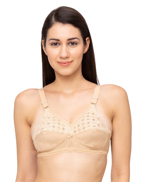 Buy Zivosis Women Beige Cotton Blend Full Coverage Non Padded Bra (34C)  Online at Best Prices in India - JioMart.