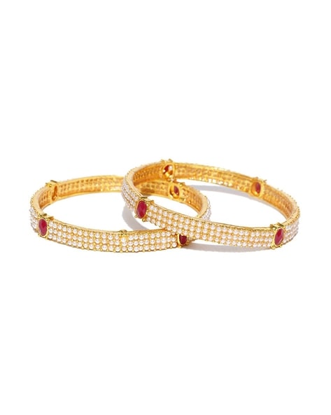 Gold plated hot sale pearl bangles