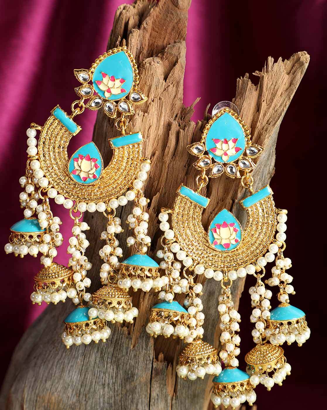 Shoshaa Earrings : Buy Shoshaa Multi-Color Gold Toned Lotus Meenakari  Earring Online | Nykaa Fashion
