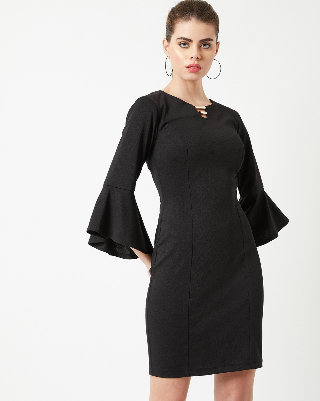 Black Plain Slit Bodycon Dresses, Long Sleeves at Rs 1095/piece in Navi  Mumbai | ID: 25106799155