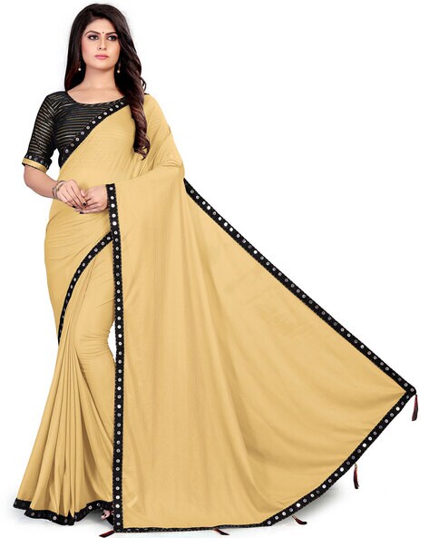 Cream Woven Border Saree In Patola Silk 5088SR13