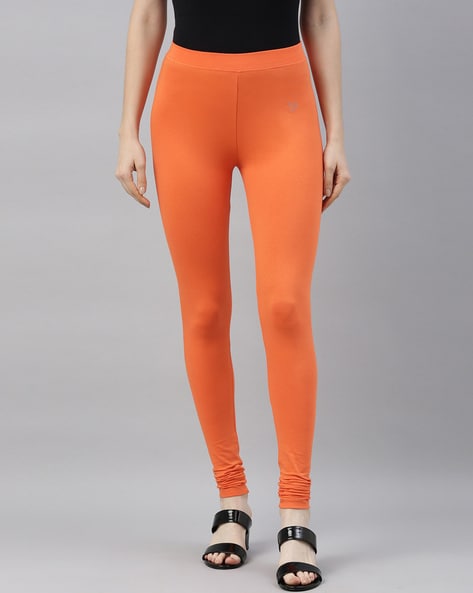 Buy Stylish Orange Satin Lycra Solid Leggings For Women Online In India At  Discounted Prices