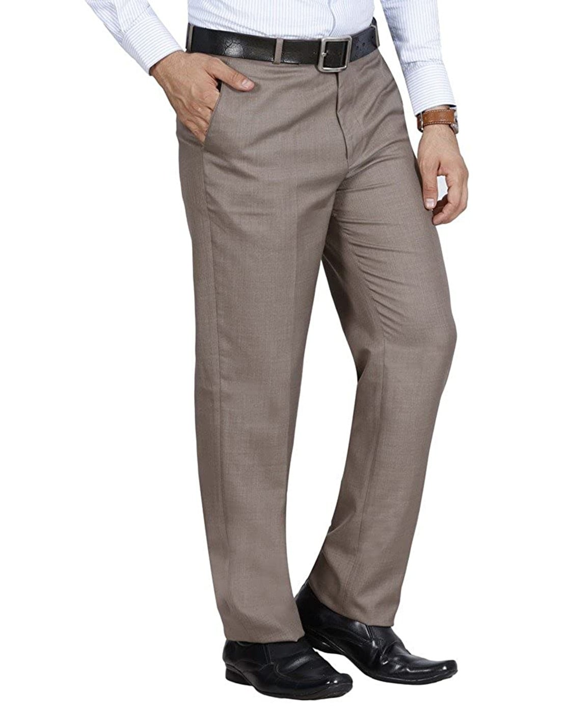 Stone Straight Fit Trousers  New Look