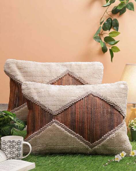 Buy Off White Brown Cushions Pillows for Home Kitchen by Homely By Romee Online Ajio