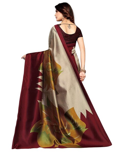 Buy Aaghnya Fashion Women's Grey & Gold-Toned Silk Blend Solid Mysore Silk  Saree at Amazon.in