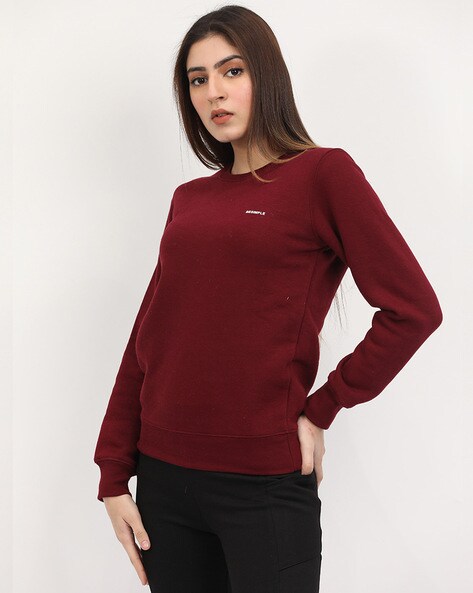 Buy Burgundy Sweatshirt & Hoodies for Women by BESIMPLE Online