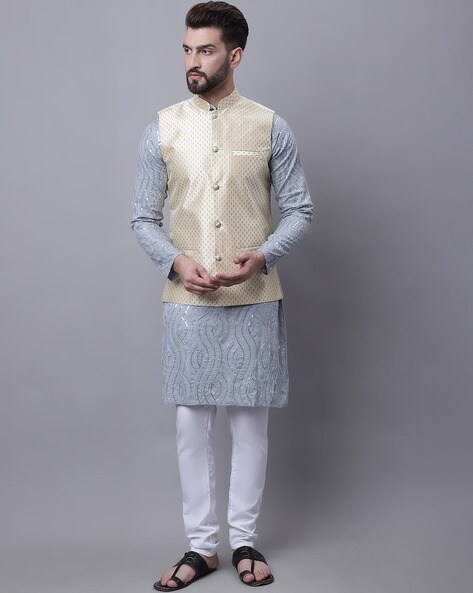 Buy Grey Kurta Pajama & Kurta Pajama For Men With Jacket - Apella