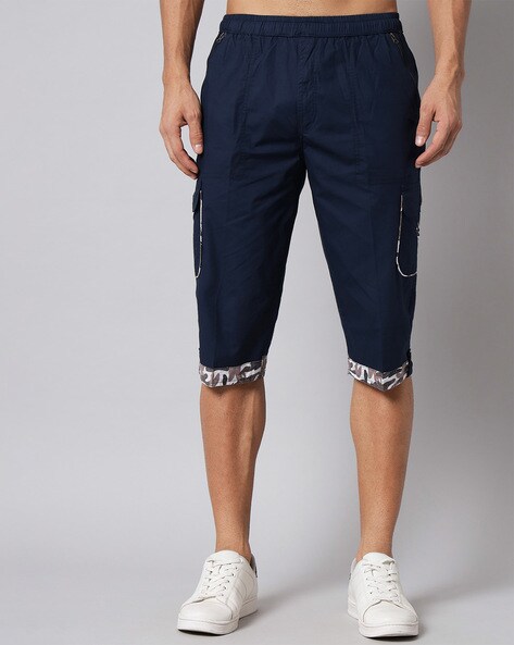 Flat Front 3/4th Shorts with Elasticated Waistband
