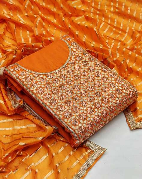 orange color dress material Orange Fabrics