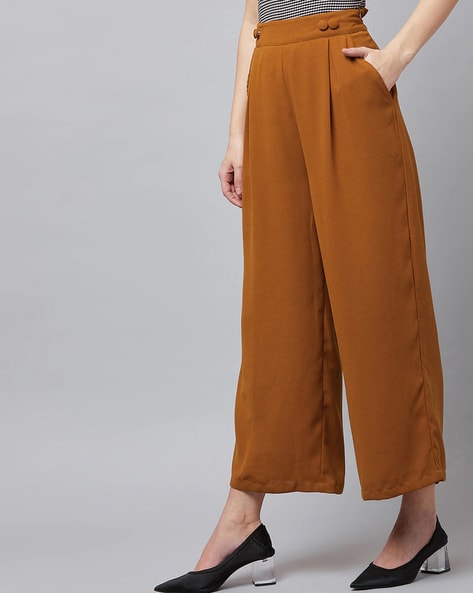 Wide-leg Linen-blend Pants - Dark brown - Ladies | H&M US