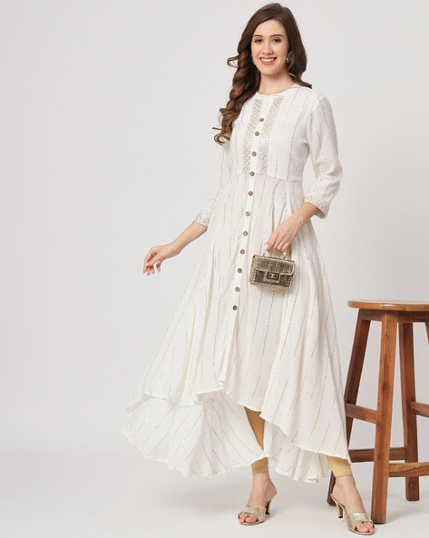 Buy Indian Dress Rich off White Embroidered Kurta With Trousers Online in  India  Etsy