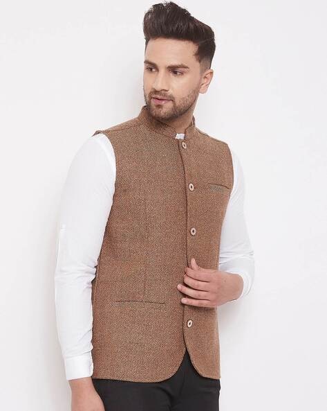 Buy Van Heusen Brown Nehru Jacket Online - 803155 | Van Heusen