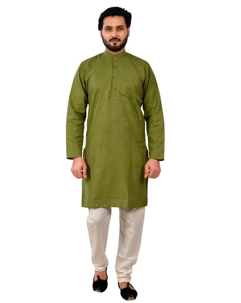 Mehndi Color Pure Viscose Weaving Work Kurta Pajama – Shubhmangal