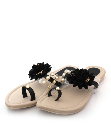 Floral Design Toe Ring Sandals