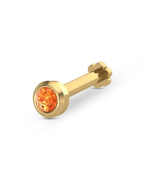 Yellow Gold Diamond-Studded Nosepin-image-49