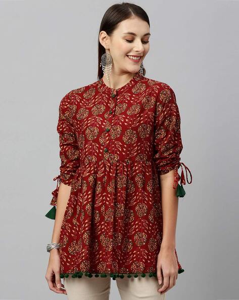 Buy online Bell Sleeved Floral Top from western wear for Women by