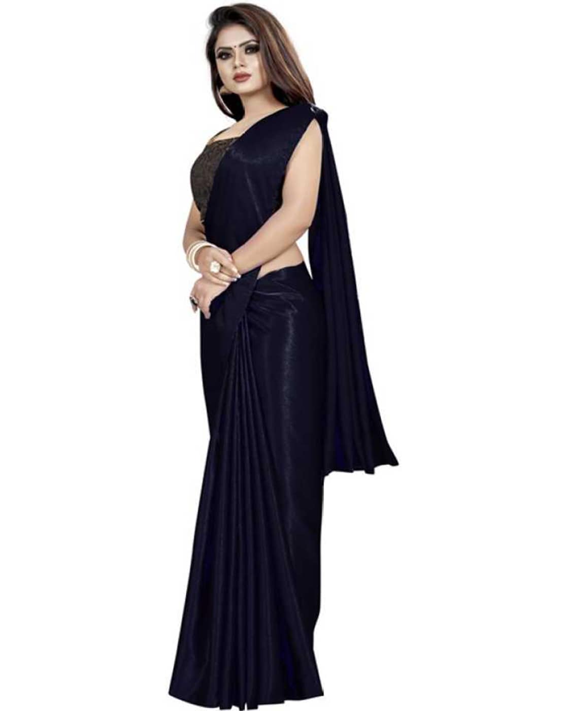 Women's Grey Satin Sarees - Vamika | Satin saree, Grey blouse, Saree