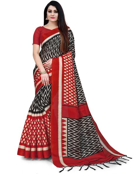 Black Linen Cotton Printed Traditional Saree – Rajnandini Fashion