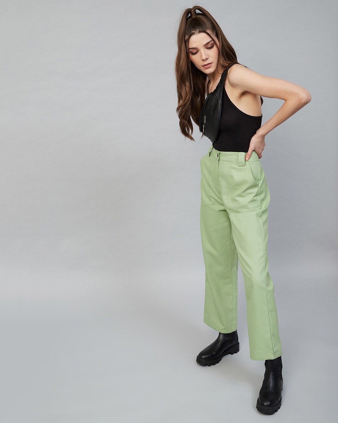 Buy Mint Green Trousers & Pants for Women by ORCHID BLUES