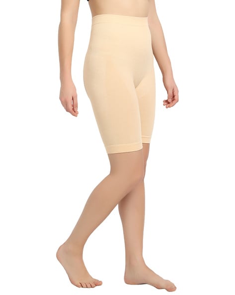 Inddus Women Beige Solid Microfiber Long Tummy Thigh Shapewear (Size-  Large) : : Fashion