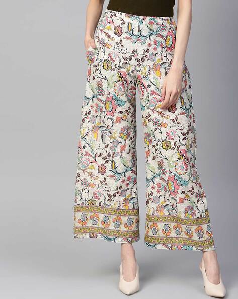 Buy STOP Green Womens Floral Printed Flared Palazzo Pants  Shoppers Stop