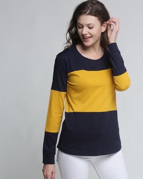 Colourblock Round Neck Top