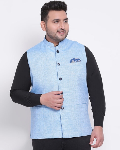 Buy online Light Blue Solid Nehru Jacket from Jackets for Men by Riag for  ₹1299 at 68% off | 2024 Limeroad.com