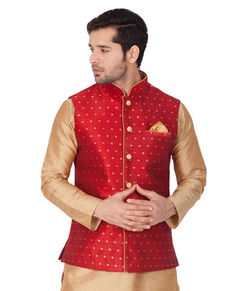 Buy Fabindia Kids Red Printed Nehru Jacket for Boys Clothing Online @ Tata  CLiQ