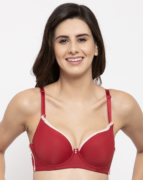 Buy Quttos Quttos Red Lace Non-Wired Lightly Padded Bralette Bra QT-SB-5126  at Redfynd