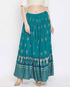 Floral Print Flared Skirt