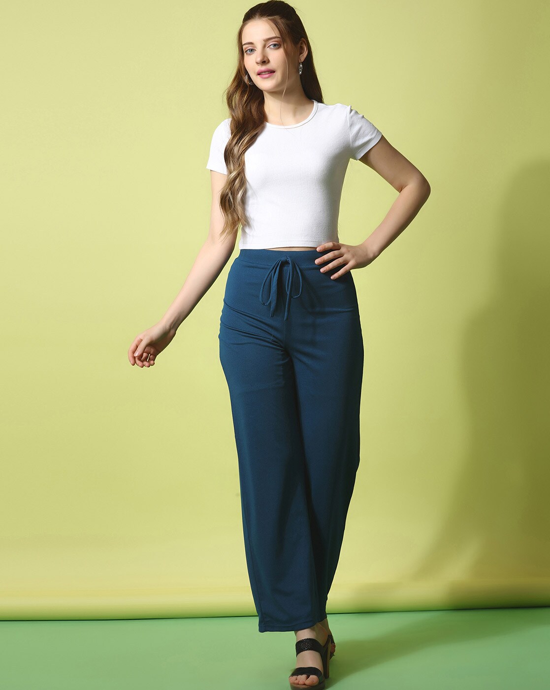 Buy Teal Trousers & Pants for Women by SELVIA Online