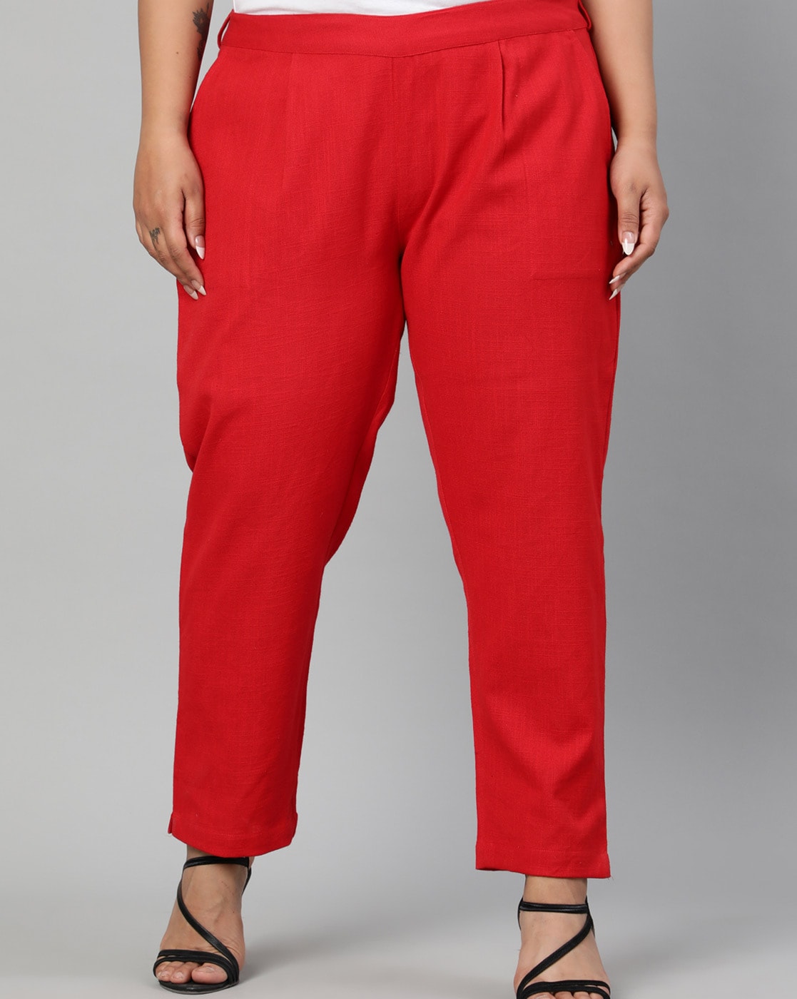 Buy CHIC MOMENT RED TROUSERS for Women Online in India