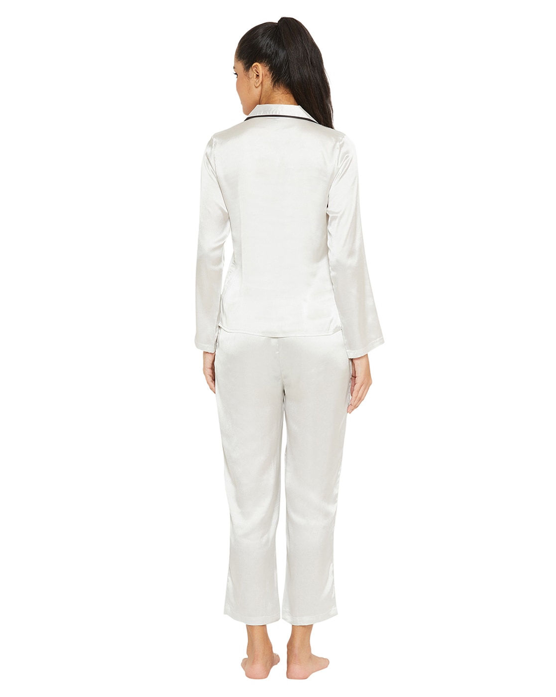 White satin pyjama cheap set