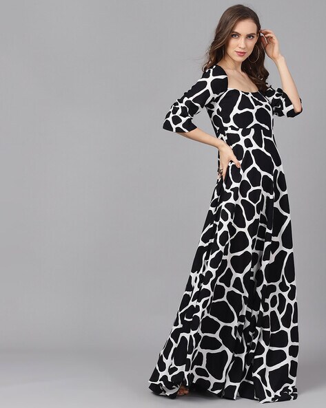 Black and white discount animal print maxi dress