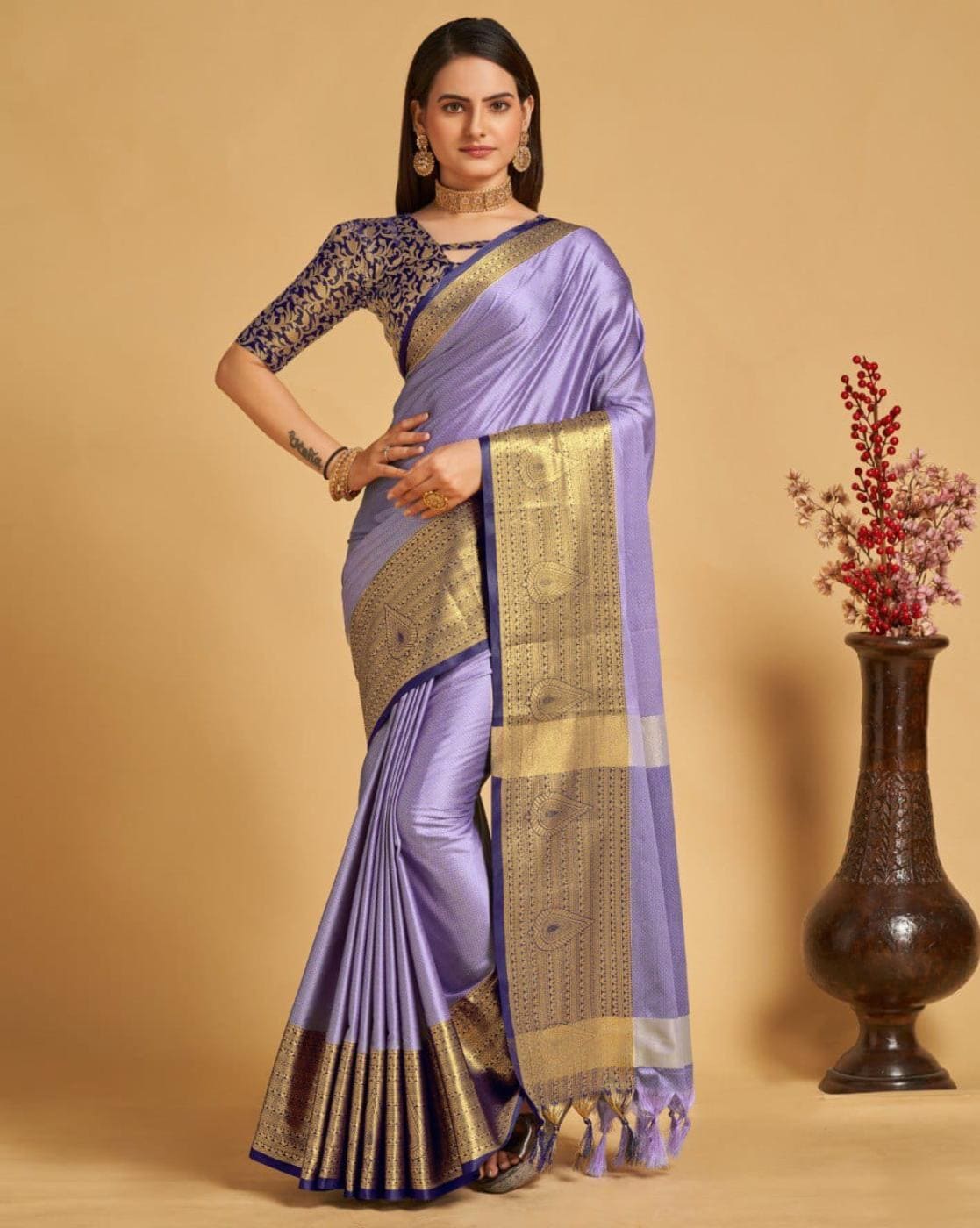 Lavender Kanjivaram Silk Saree | Kolour