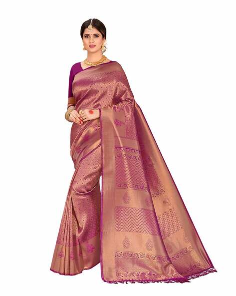 onion pink color linen saree | Saree look, Saree blouse designs, Blouse  designs