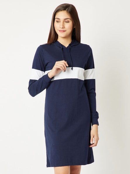 Buy Miss Chase Women Navy Blue Solid T Shirt Dress - Dresses for