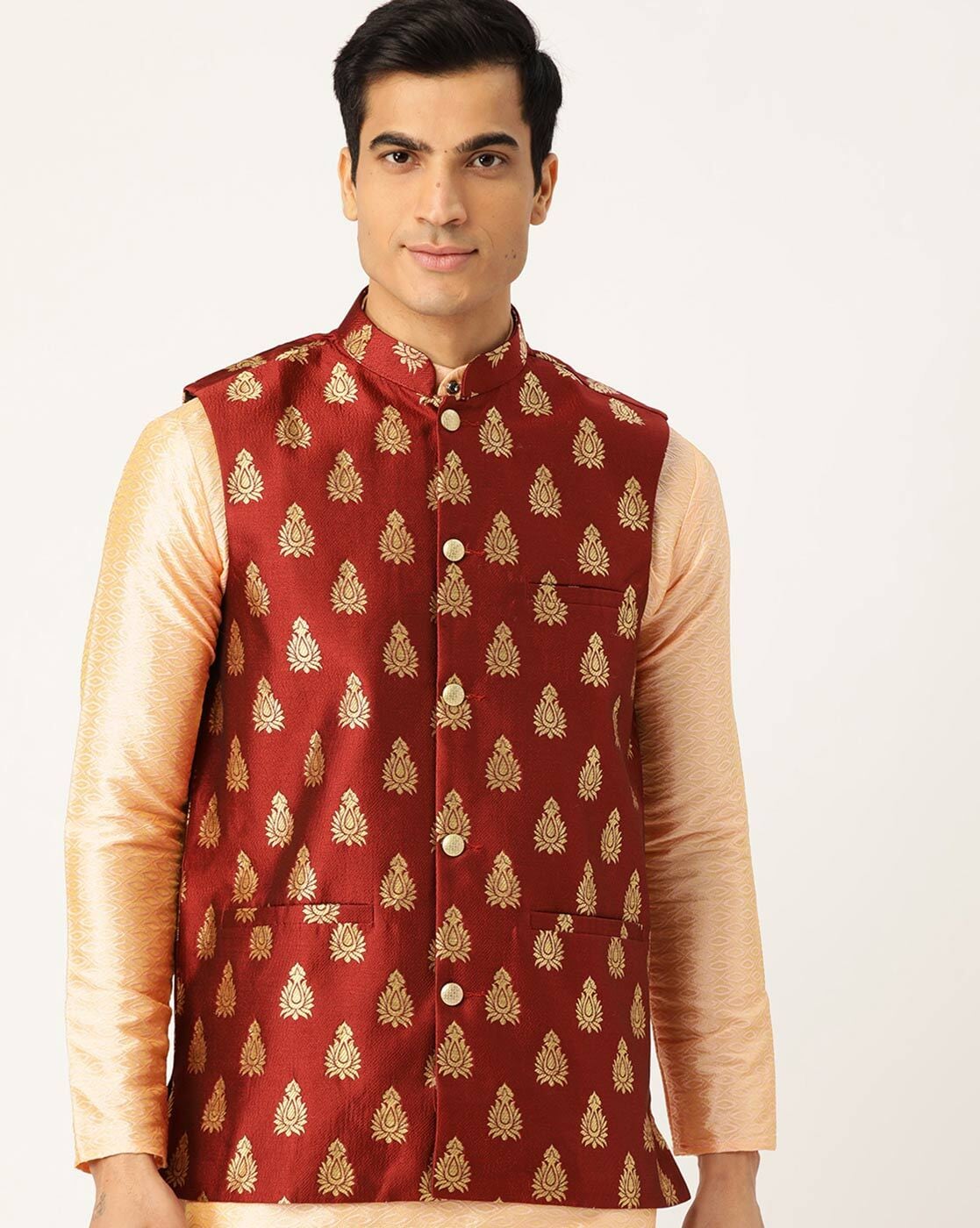 Buy Men's Silk Blend Sky Blue Kurta Pyjama & Navy Blue Nehru jacket Combo -  Sojanya Online at Best Price | Trendia